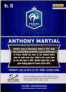 2016 Panini Prizm UEFA Euro #10 Anthony Martial Back