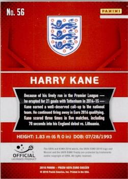 2016 Panini Prizm UEFA Euro #56 Harry Kane Back
