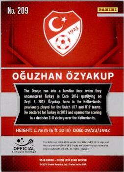2016 Panini Prizm UEFA Euro #209 Oguzhan Ozyakup Back