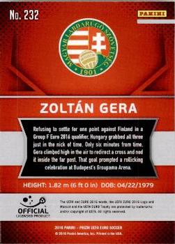 2016 Panini Prizm UEFA Euro #232 Zoltan Gera Back