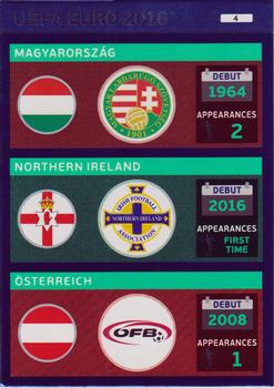 2016 Panini Adrenalyn XL UEFA Euro #4 Magyarorszag / Northern Ireland / Oesterreich Front