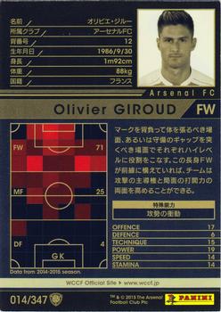2015-16 Panini/Sega World Club Champion Football #014 Olivier Giroud Back