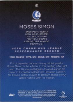 2015-16 Topps UEFA Champions League Showcase - Gold #193 Moses Simon Back