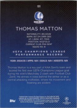 2015-16 Topps UEFA Champions League Showcase - Champions #191 Thomas Matton Back