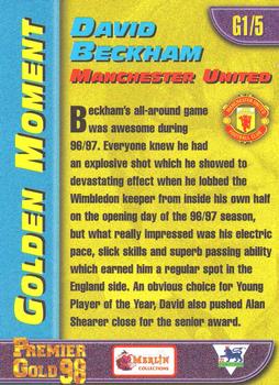 1997-98 Merlin Premier Gold - Golden Moments #G1 David Beckham Back