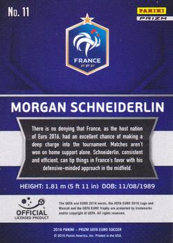 2016 Panini Prizm UEFA Euro - Silver Prizms #11 Morgan Schneiderlin Back