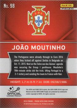 2016 Panini Prizm UEFA Euro - Flash Prizms #98 Joao Moutinho Back