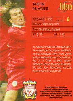1998 Futera Liverpool #8 Jason McAteer Back