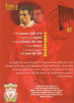 1998 Futera Liverpool #87 Jamie Carragher Back