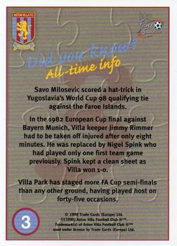 1998 Futera Aston Villa Fans Selection #3 Team Puzzle Back