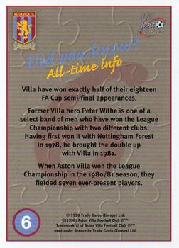 1998 Futera Aston Villa Fans Selection #6 Team Puzzle Back