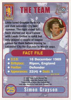 1998 Futera Aston Villa Fans Selection #25 Simon Grayson Back