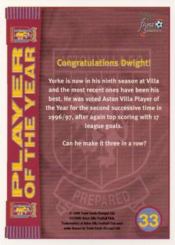 1998 Futera Aston Villa Fans Selection #33 Dwight Yorke Back