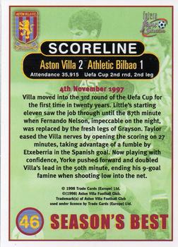 1998 Futera Aston Villa Fans Selection #46 Aston Villa 2 Athletic Bilbao 1 Back