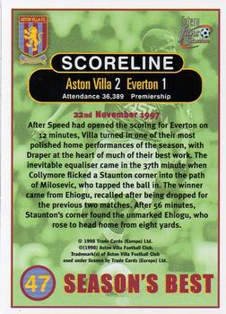 1998 Futera Aston Villa Fans Selection #47 Aston Villa 2 Everton 1 Back