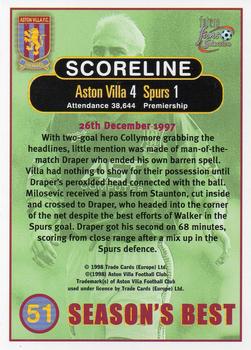 1998 Futera Aston Villa Fans Selection #51 Aston villa 4 Spurs 1 Back