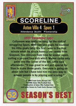 1998 Futera Aston Villa Fans Selection #52 Aston Villa 4 Spurs 1 Back