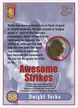 1998 Futera Aston Villa Fans Selection #58 Dwight Yorke Back