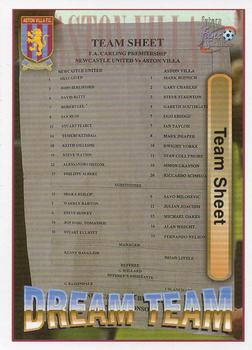 1998 Futera Aston Villa Fans Selection #61 Team Sheet Front