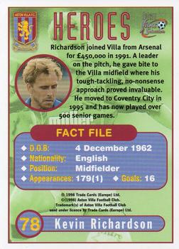 1998 Futera Aston Villa Fans Selection #78 Kevin Richardson Back