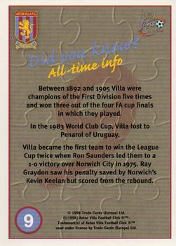 1998 Futera Aston Villa Fans Selection - Foil #9 Team Puzzle Back