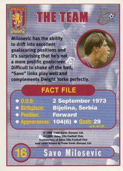 1998 Futera Aston Villa Fans Selection - Foil #16 Savo Milosevic Back