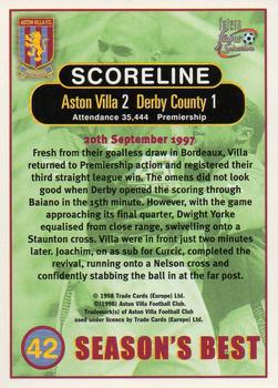 1998 Futera Aston Villa Fans Selection - Foil #42 Aston Villa 2 Derby County 1 Back