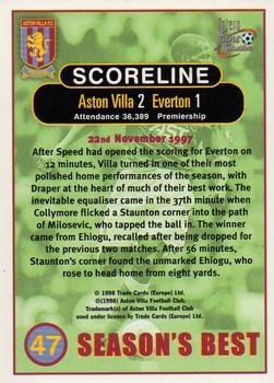 1998 Futera Aston Villa Fans Selection - Foil #47 Aston Villa 2 Everton 1 Back