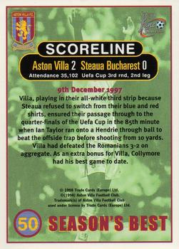 1998 Futera Aston Villa Fans Selection - Foil #50 Aston Villa 2 Steaua Bucharest 0 Back