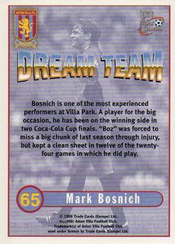 1998 Futera Aston Villa Fans Selection - Foil #65 Mark Bosnich Back