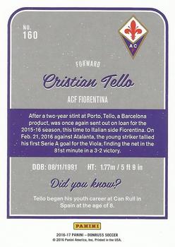 2016-17 Donruss #160 Cristian Tello Back