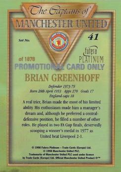 1998 Futera Platinum The Captains of Manchester United #41 Brian Greenhoff Back