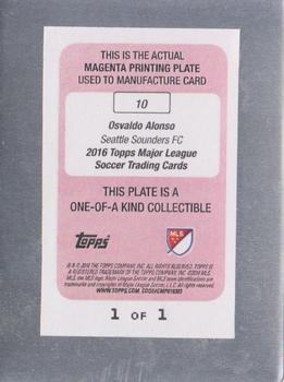 2016 Topps MLS - Printing Plates Magenta #10 Osvaldo Alonso Back