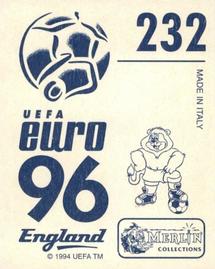 1996 Merlin's Euro 96 Stickers #232 Onopko Back