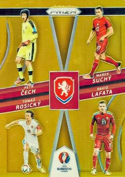 2016 Panini Prizm UEFA Euro - Country Combinations Quads Gold Prizms #2 Petr Cech / David Lafata / Tomas Rosicky / Marek Suchy Front