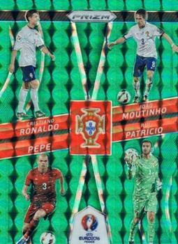 2016 Panini Prizm UEFA Euro - Country Combinations Quads Green Prizms #9 Rui Patricio / Joao Moutinho / Cristiano Ronaldo / Pepe Front