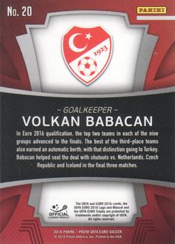 2016 Panini Prizm UEFA Euro - Keepers #20 Volkan Babacan Back