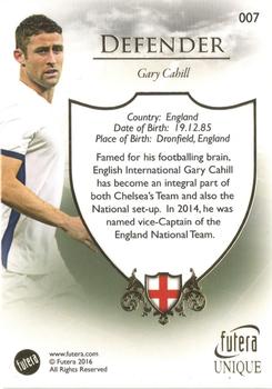 2016 Futera Unique World Football #7 Gary Cahill Back