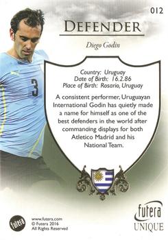 2016 Futera Unique World Football #12 Diego Godin Back