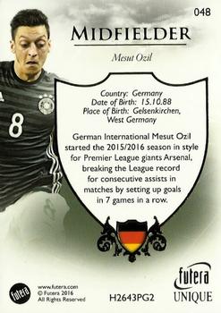 2016 Futera Unique World Football #48 Mesut Ozil Back