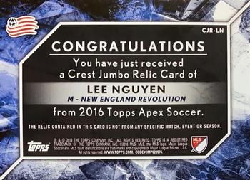2016 Topps Apex MLS - Crest Jumbo Relics #CJR-LN Lee Nguyen Back