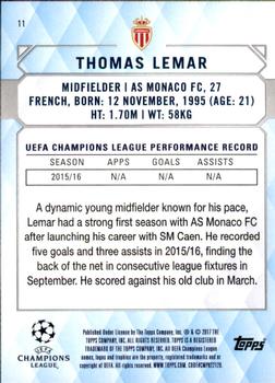2017 Topps UEFA Champions League Showcase #11 Thomas Lemar Back