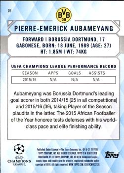 2017 Topps UEFA Champions League Showcase #26 Pierre-Emerick Aubameyang Back