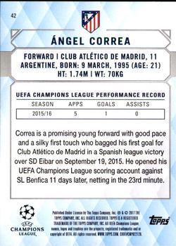 2017 Topps UEFA Champions League Showcase #42 Angel Correa Back