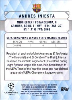 2017 Topps UEFA Champions League Showcase #54 Andres Iniesta Back