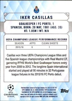 2017 Topps UEFA Champions League Showcase #83 Iker Casillas Back