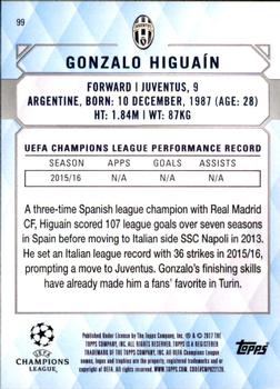 2017 Topps UEFA Champions League Showcase #99 Gonzalo Higuain Back