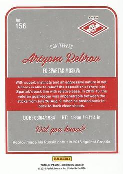 2016-17 Donruss - Gold #156 Artyom Rebrov Back