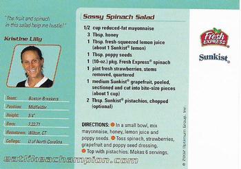 2002 Safeway Eat Like a Champion #NNO Kristine Lilly Back