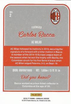 2016-17 Donruss - Holographic #2 Carlos Bacca Back